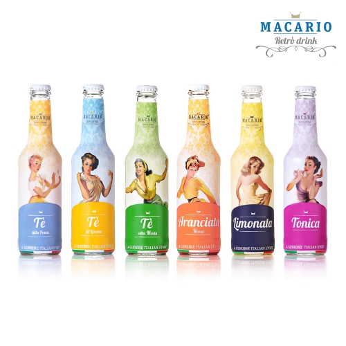 [마카리오] 마카리오 MACARIO 이탈리아 레트로 음료 스파클링/블랙티 275ml 6병입(6종 1세트)